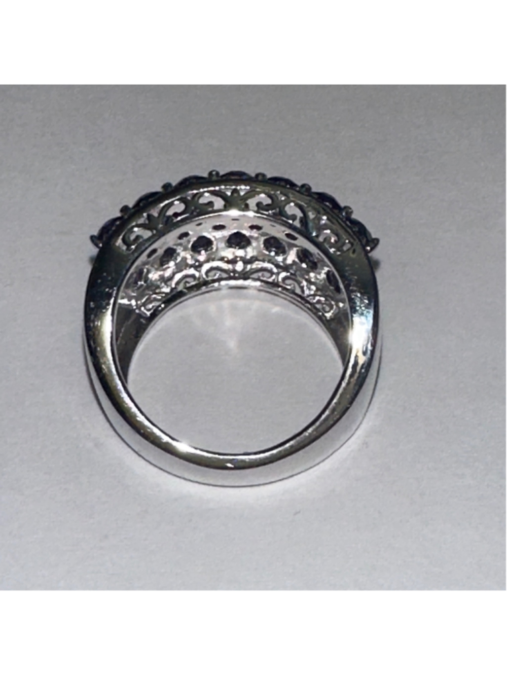 Women's Amethyst and Diamond Silver Tone Ring 925 Silver Size 6 - Picture 3 of 5